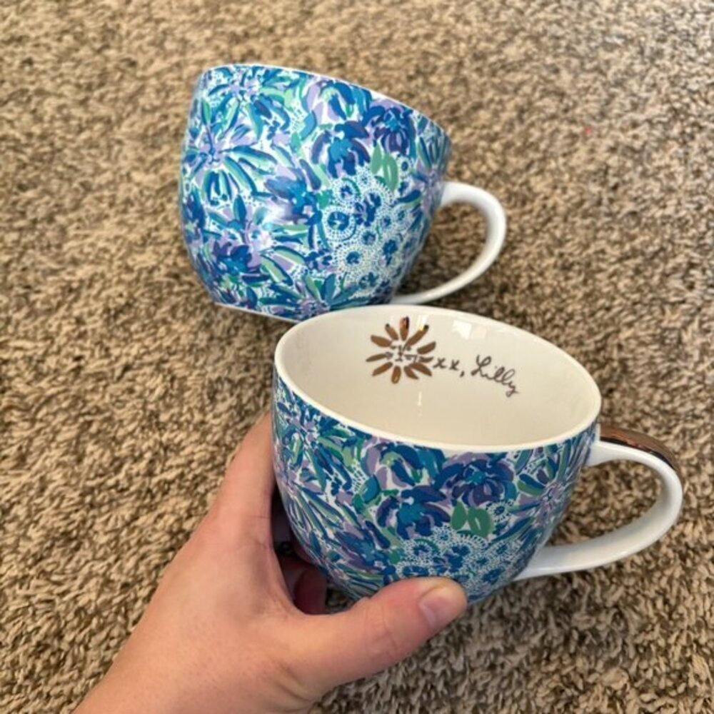 Lilly Pulitzer High Manetenance patterned ceramic mugs - Set of 2
